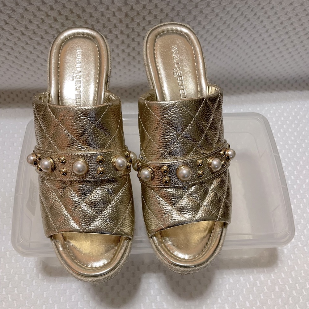 Gold Karl Lagerfeld sandals